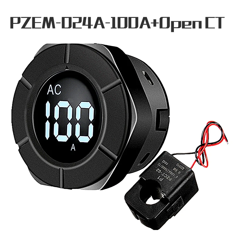 Peacefair PZEM-024A-100A AC круглый ЖК цифровой амперметр 30-500 В Электрический измеритель