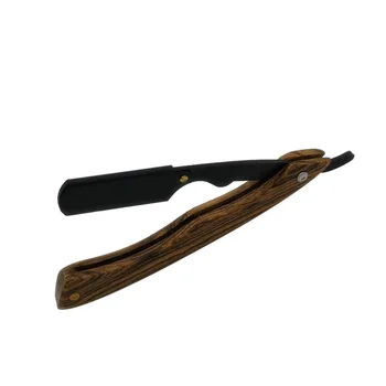 

Wooden Handle Black Chic Straight Barber Edge Steel Razors Shaving Knife Folding Men Vintage Straight Edge Metal Hair Shaper Bar
