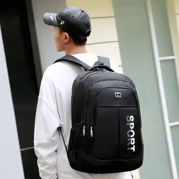 

2020 Spring Men's Backpack Casual School Bags for Teenage Boys Oxford Black Back Pack Large Capacity Waterproof Student Bagpack