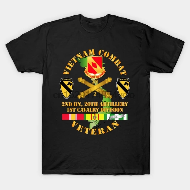 Мужская футболка Ветеран Вьетнама w 2nd Bn 20th Artillery DUI 1st Cav Div Футболка женская