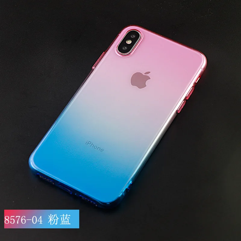 Для Apple iPhone 8plus градиентный телефонный чехол iPhone XR Двойной градиент цвета ТПУ не замненная 7/6 прозрачный Защитный чехол