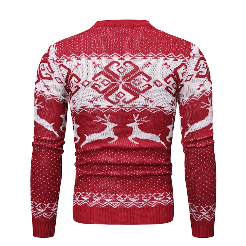 Зимний мужской Рождественский свитер, Повседневные свитера с круглым вырезом, вязаный пуловер с оленем в стиле хип-хоп, Джемпер Джерси, облегающая мужская одежда