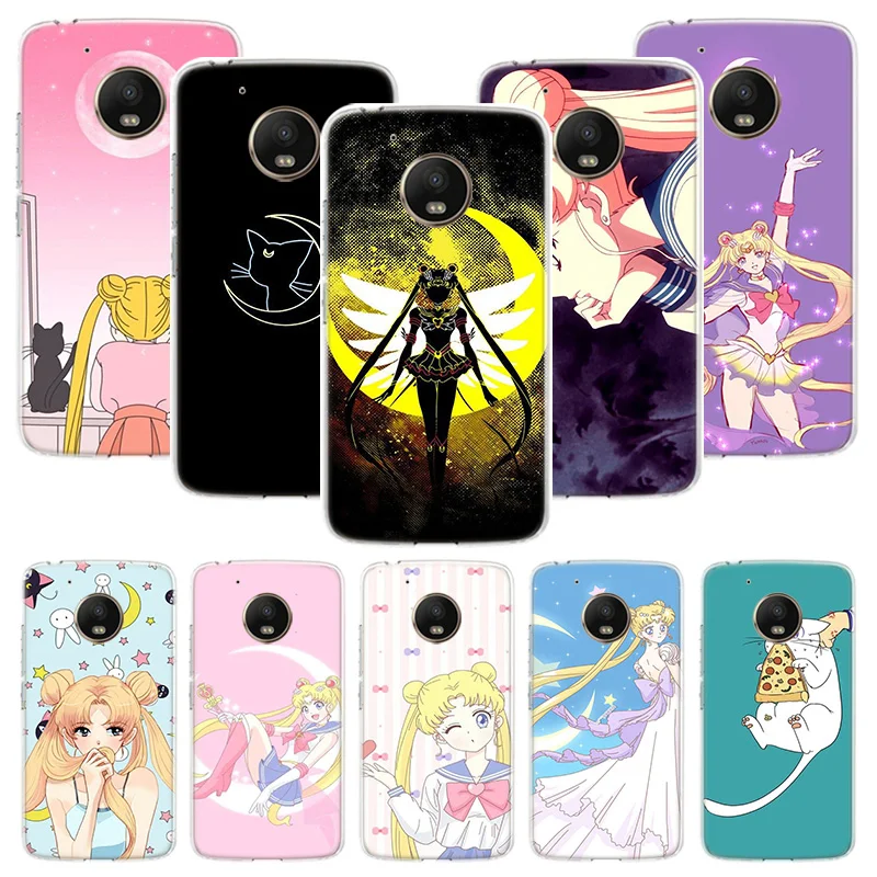 

Sailor Moon Anime Cartoon Case For Motorola Moto G8 G7 G6 G5S G5 E6 E5 E4 Plus G4 Play Power X4 One Action Phone Cover Coque