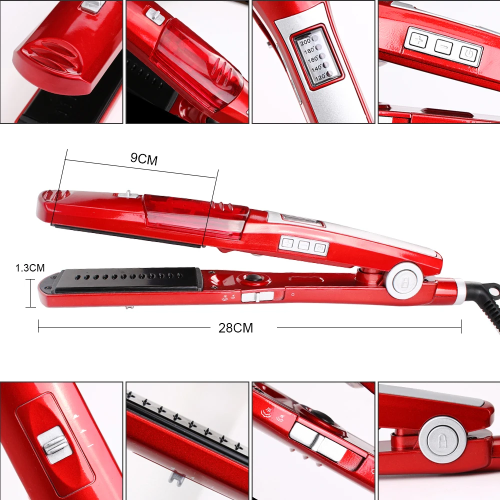 Профессиональный Электрический паровой выпрямитель для волос Расческа выпрямление утюжки для волос прямая кисть для волос температурный дисплей Styler Инструменты