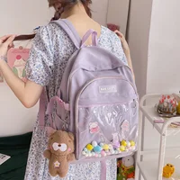 DIFA Fashion Waterproof Nylon Women Backpack Large Capacity Transparent Laptop Backpack for College Girls Schoolbag Book Mochila