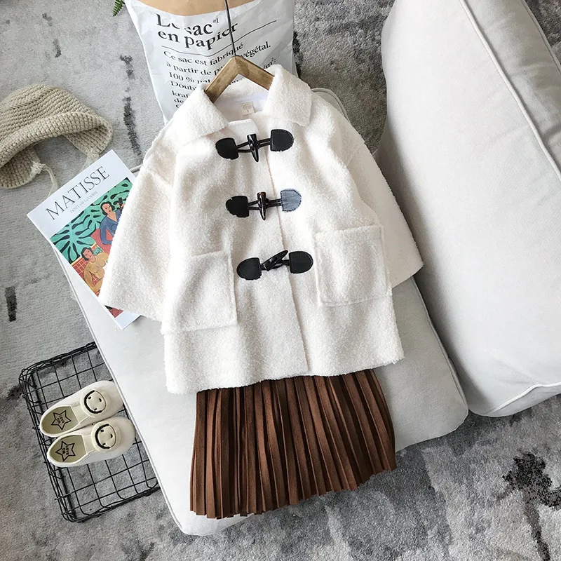 Новинка 2018 года; сезон осень-зима; стильная штормовка для девочек Модное детское пальто из толстой овечьей шерсти в Корейском стиле