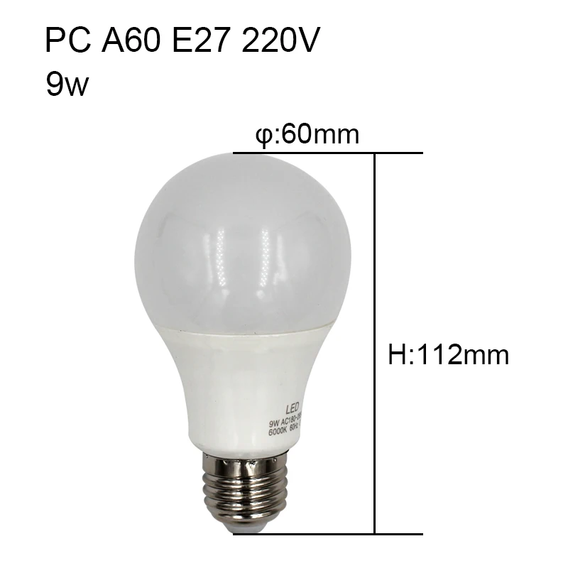 E27 светодиодный светильник лампа A60 2 Вт 4 Вт 6 Вт 8 Вт стеклянная лампа с нитью накаливания 5 Вт 7 Вт 9 Вт 12 Вт 15 Вт 18 Вт 220 В PC теплая белая винтажная лампа Эдисона - Испускаемый цвет: A60PC 9W 220V