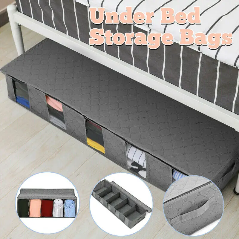  Large Capacity Under Bed Storage Bed Bags Shoes Duvet Clothes Container NonWoven