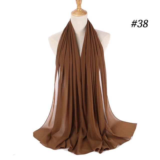 women plain bubble chiffon scarf hijab wrap printe solid color shawls headband women hijabs scarves/scarf 60 colors COLOR 38