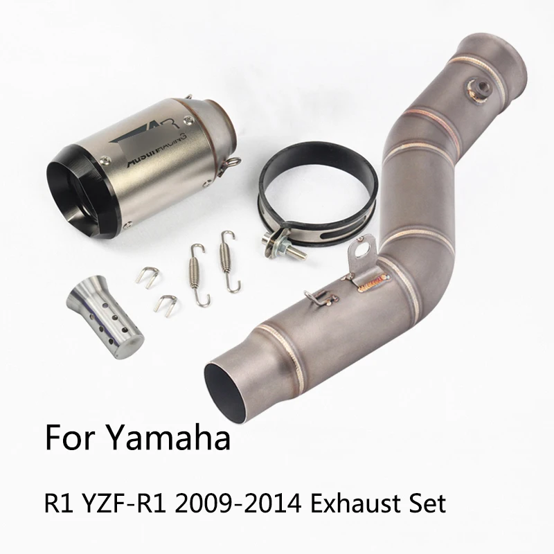 

Exhaust Set for 2009-2014 Yamaha R1 YZF-R1 Motorcycle Mid 51 mm Exhaust Muffler Pipe with Removable Db Killer Slip On