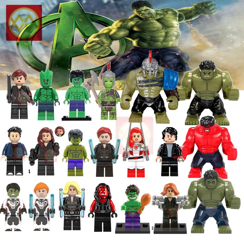 

Single Marvel Avengers Endgame Big Size Green Hulk Bruce Banner Red She Hulk Black Widow Building Blocks Toys Children Boy Gifts