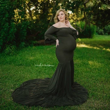 

Cotton Maternity Dress For Pregnancy Pregnant Clothes Maxi Gown Women Wedding Dress Sexy Photo Shoot Photography Props Clothing