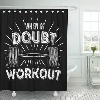 

Waterproof Fabric Hooks When in Doubt Workout Inspirational Quote Effect Gym Motivation Barbell Retro Motivational Phrase Extra