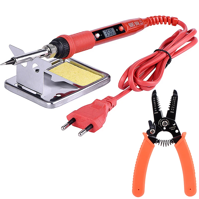 

QHTITEC Wire stripper kit crimper pliers cable cutter Multi-specification precision Nipper LCD 80W soldering iron hand tool