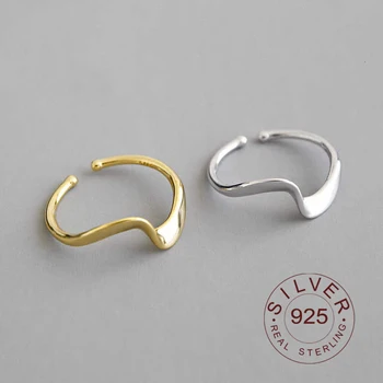 

925 Sterling Silver Rings For Women Ins Concise Wave Anillos Plata Para Mujer Bague Argent Massif Pour Femme Jewelry