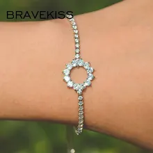 Bravekiss полые круглые 3A+ прозрачный кубический циркон модные браслеты кристалл для женщин теннис ювелирные браслеты аксессуары UB0218