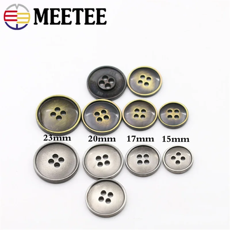 10/20pcs Metal Buttons Ancient Bronze Silver 4 holes Sewing Button Suit Coat Botones E4 33|Пуговицы| |