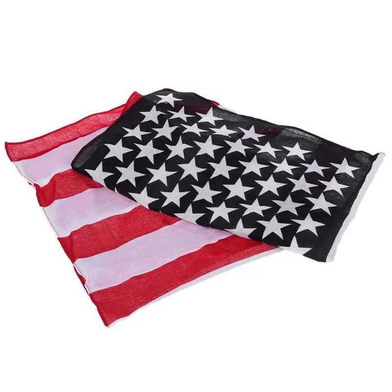 Cotton Bandana Unisex 1pcs American Flag Cotton Scarf Fashion US Flag Scarves Bandanas Hip-hop Dance Travel Head Scarf