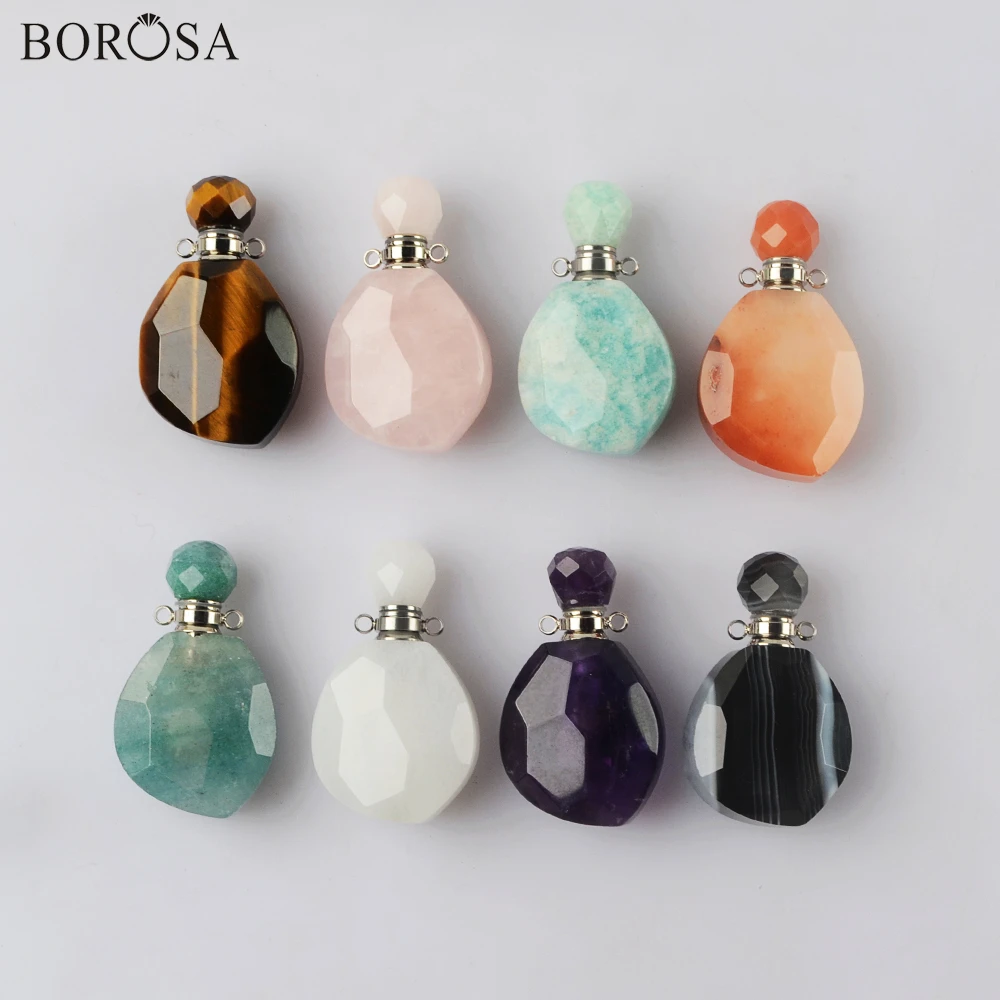 

Ожерелье с диффузором в виде флакона духов, ограненный розовый кристалл, топаз, флакон для духов, женское ожерелье, подарок WX1838