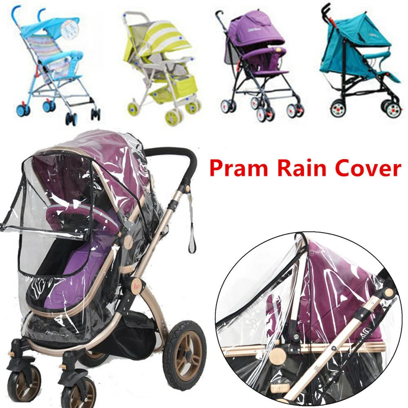 Accesorios para cochecito impermeable cubierta de lluvia transparente de protección contra el viento cremallera abierta para bebé Cochecitos para niños impermeable