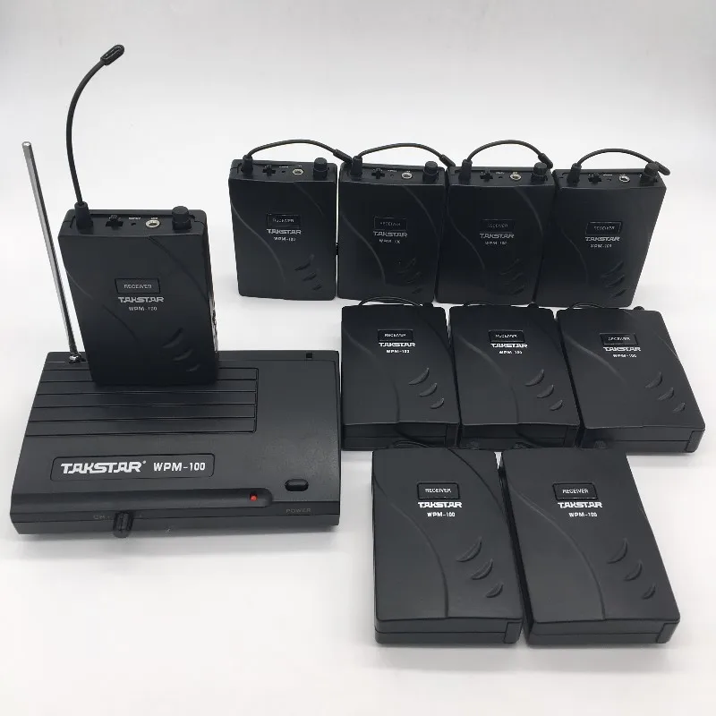Модернизированный Takstar WPM-100/WPM100 UHF сценическая Беспроводная система монитора наушники-вкладыши беспроводные стерео 1 передатчик+ 10 приемников