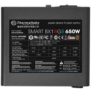 Блок питания Thermaltake ATX 650W Smart BX1 RGB 80+ bronze(24+4+4pin) APFC 120mm fan color LED 6xSA