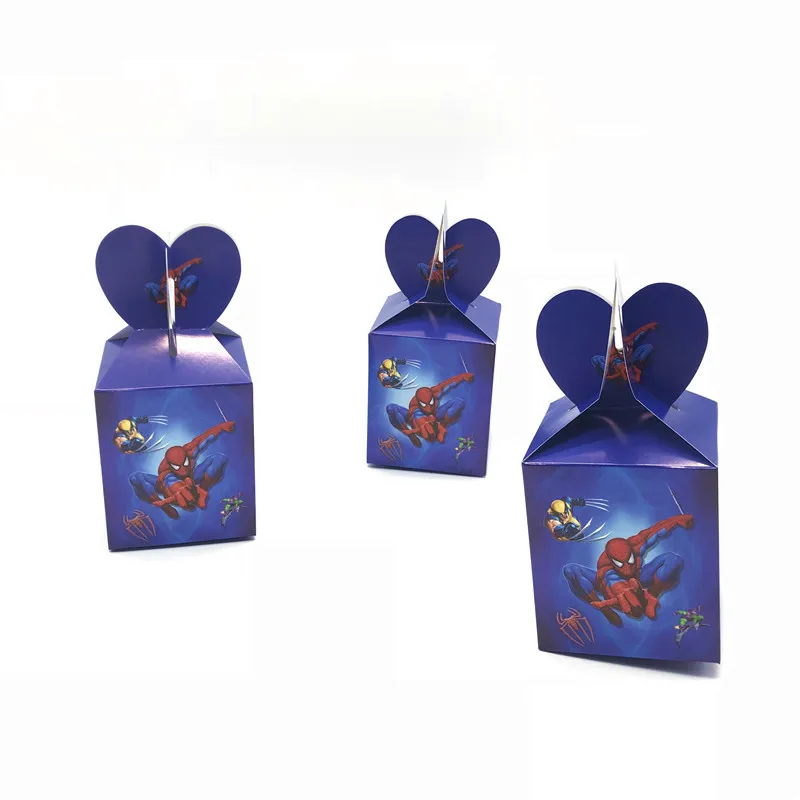 12pcs/lot Spiderman Candy Box Kids Birthday Party Gift Boxes Party Decor Supply Disposable Candy Box Party Decorations Supplies