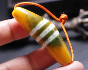 

energy tibetan old Agate 3 Stripe Healer Medicine Horn-shape Dzi bead Pendant AA LKbrother Sauces Top Qulality Garrentee