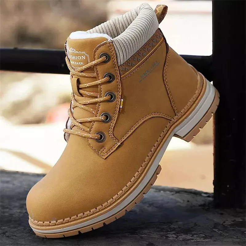 

Winter Plus Velvet Snow Boots Fashion Round Toe Sneakers Thick-heeled Warm Women Martin Boots High-top Outdoor Hiking Shoes