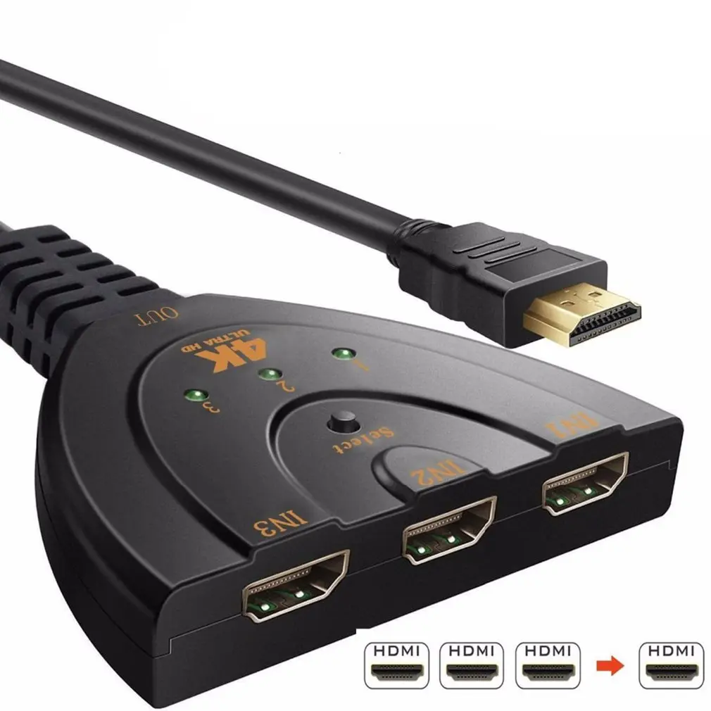 4 к* 2 к 3D Мини 3 порта HDMI коммутатор 1.4b 4 к Коммутатор HDMI сплиттер 1080P 3 в 1 выход порт концентратор для DVD HDTV Xbox PS3 PS4