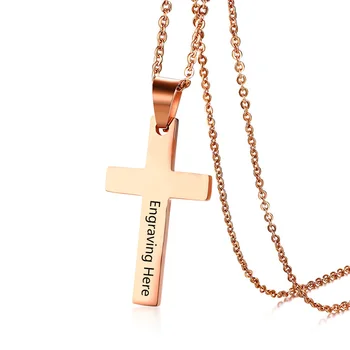

Engravable Stainless Steel Cross Necklaces & Pendants with Chain Personalized Name Necklace Custom Jewelry Gifts for Women Men