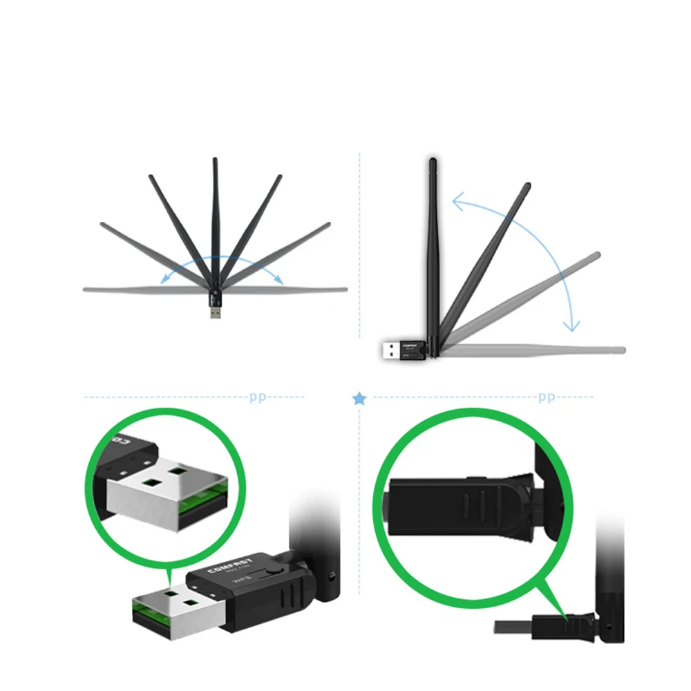 Двухдиапазонный USB Wifi адаптер 650 Мбит/с Wifi адаптер 5 ГГц антенна USB Ethernet PC Wi-Fi адаптер LAN Wifi ключ AC Wifi приемник
