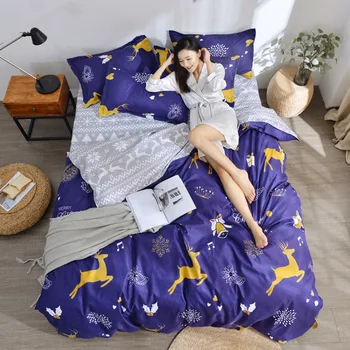 

Breathable 4pcs Bedding Sets King Queen Twin Full Sizes Bedding Sets Duvet Cover Bed Sheet Pillowcases Pure Polyester Material