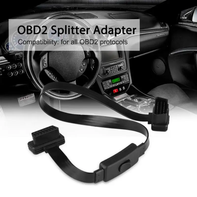 16 Pin штекер к гнезду OBD2 Удлинительный Кабель-адаптер с переключателем вкл/выкл Мужской Женский Разъем
