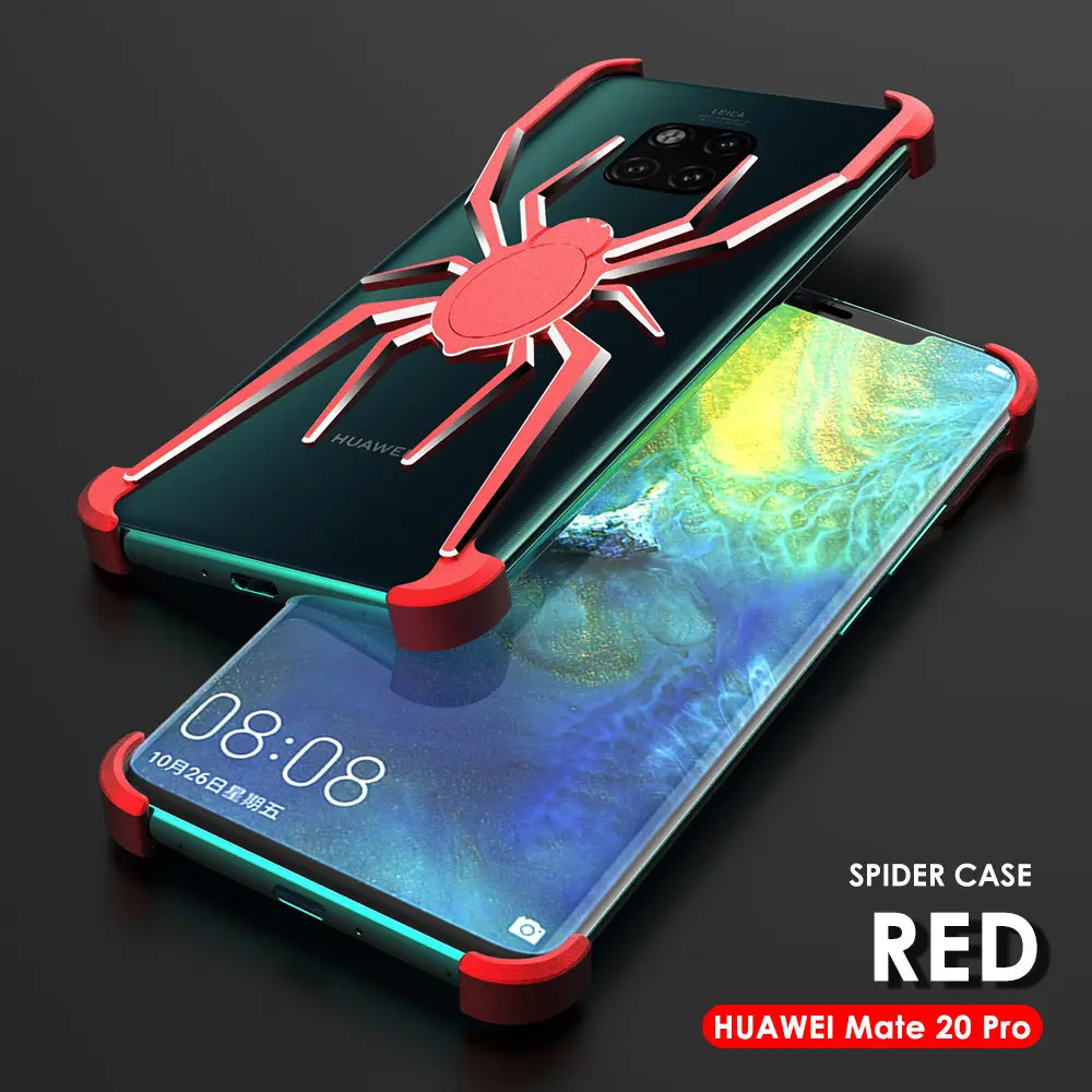 Металлический чехол с пауком для huawei mate20 mate20pro P30 Pro vivo X27 IQOO, противоударный алюминиевый металлический бампер, чехол для телефона s - Цвет: red