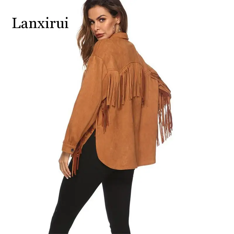 wonderful New Fringed long sleeve cashmere jacket spring summer women Plus Overcoat Outwear Fashion Female Wa