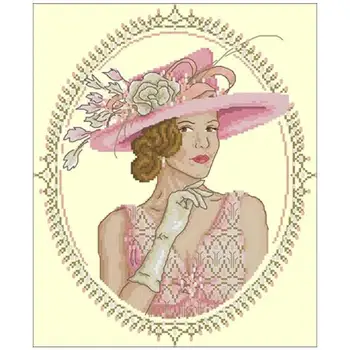 

Lady in a hat Patterns Counted Cross Stitch 11CT 14CT 18CT DIY Chinese Cross Stitch Kits Embroidery Needlework Sets