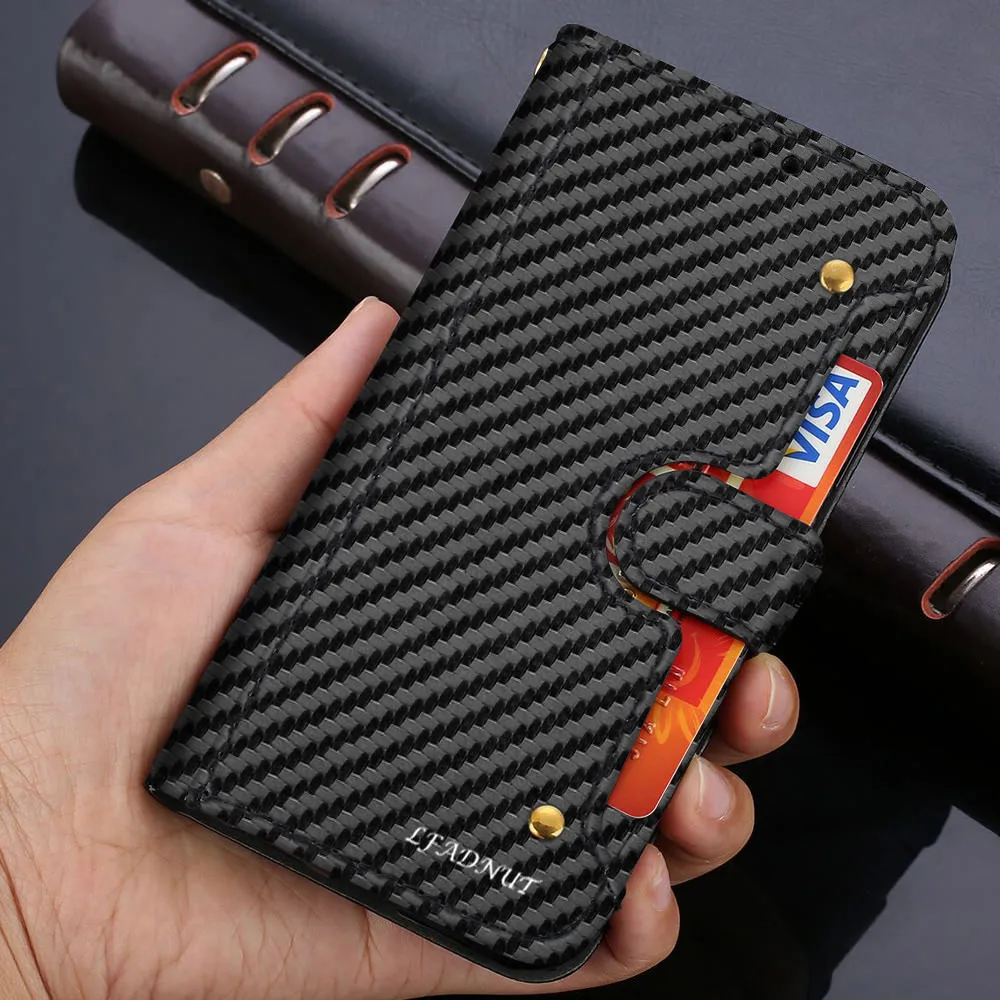 cheap LLZ.COQUE Carbon Wallet Phone Case For iPhone 7 Plus 8 6S 6 5 5S SE Shockproof Flip Stand Leather Cover For iPhone Xr X Xs Max