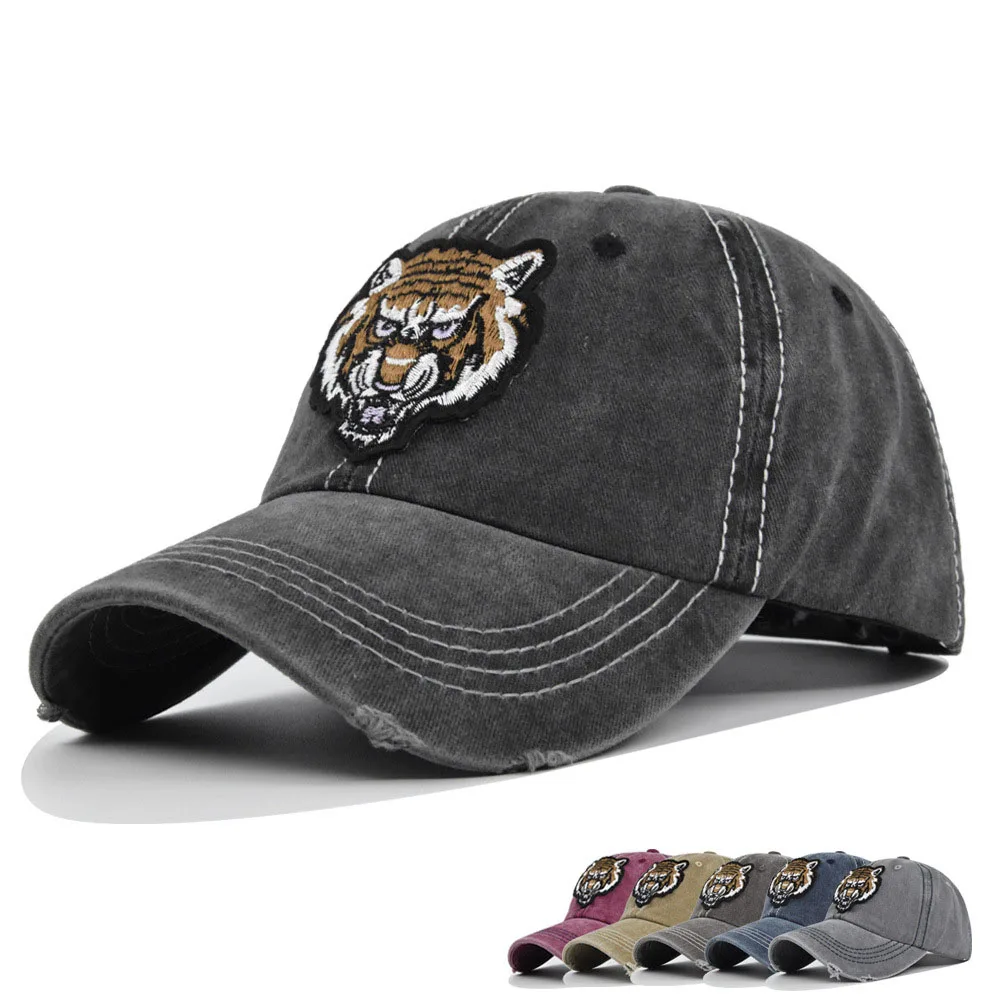 

New fishing Washed Baseball Caps for Men Cap Streetwear Style Women Hat Snapback Embroidery Tiger Casual Cap Casquette Dad Hat