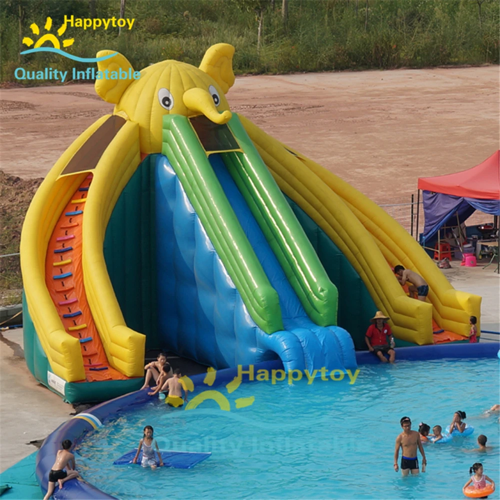 

Giant Water Park inflatable elephant slide, 3 sides swimming pool inflatable slide for kids