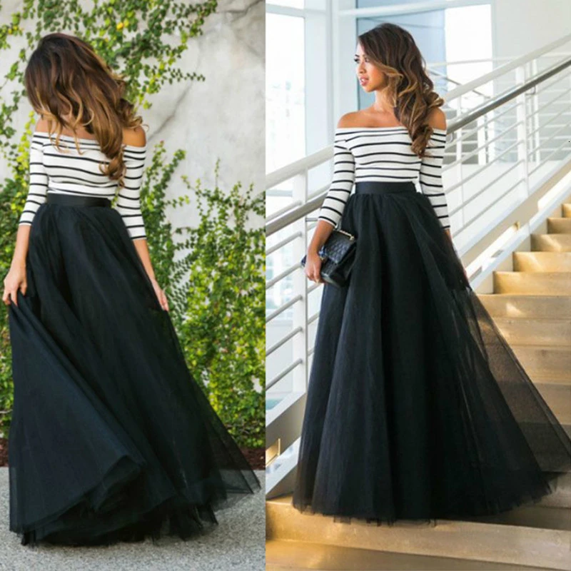 

Women Elegant Dresses Fashion 2019 Suit-dress Slash Neck Stripe Dress Ma'am Evening Party Dress Longuette For Women