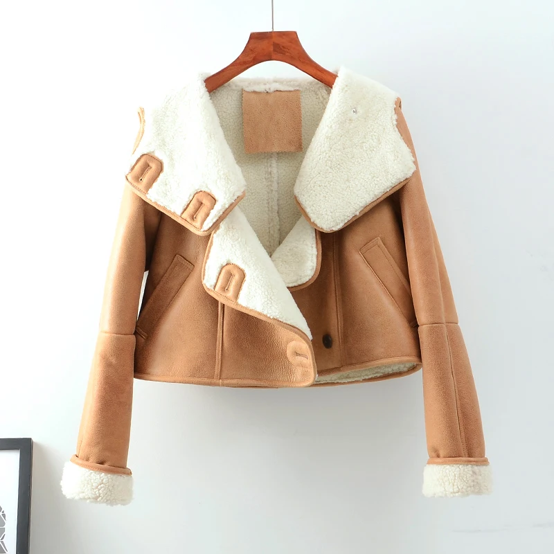 Rf2036 стриженый овечий мех, пальто для женщин, короткий стиль, натуральная овчина, пальто с капюшоном, натуральная кожа, куртка для женщин