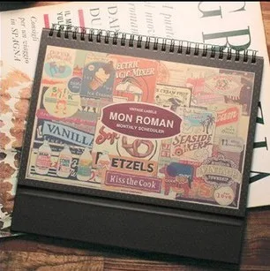 

Retro Poster Desk Calendar Table Coil Calendar DIY Table Calendar Memo pad Schedule Planner Daily Yearly Agenda Organizer