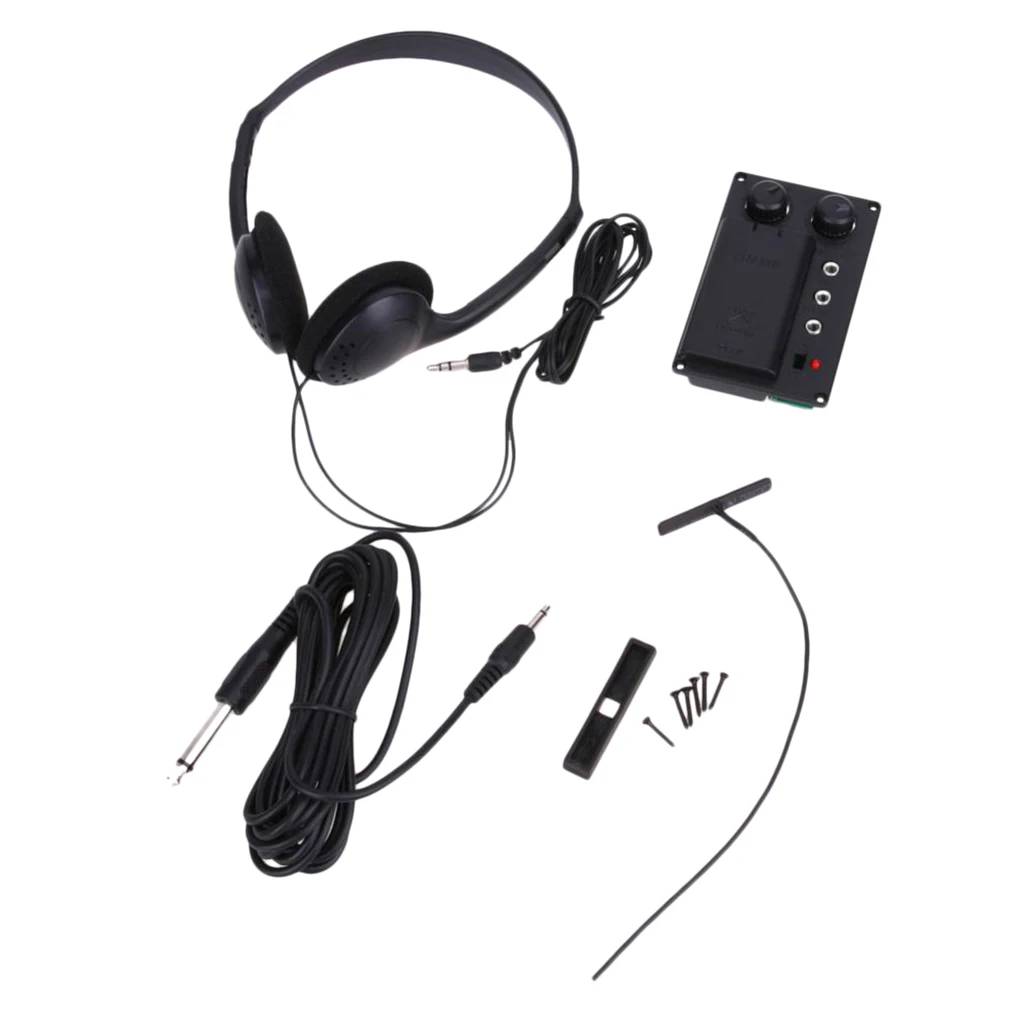 Set Violin EQ Piezo Pickup Preamp w/ Headphone Plug For Electric Violin Instrumnent Accs