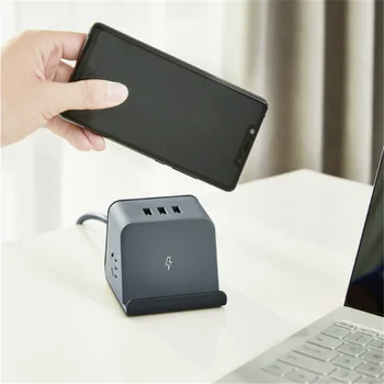 

Youpin Aigo 5W Wireless Charger Socket 3D Power Strip Socket Outlet 3 USB Ports Charge 6 Devices Extended line Sockets