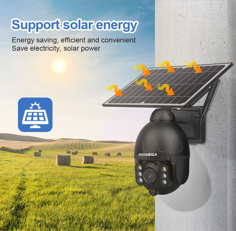 INQMEGA Outdoor Solar Camera WIFI Wireless Security Detachable Solar Cam Battery CCTV Video Surveillance Smart Monitor