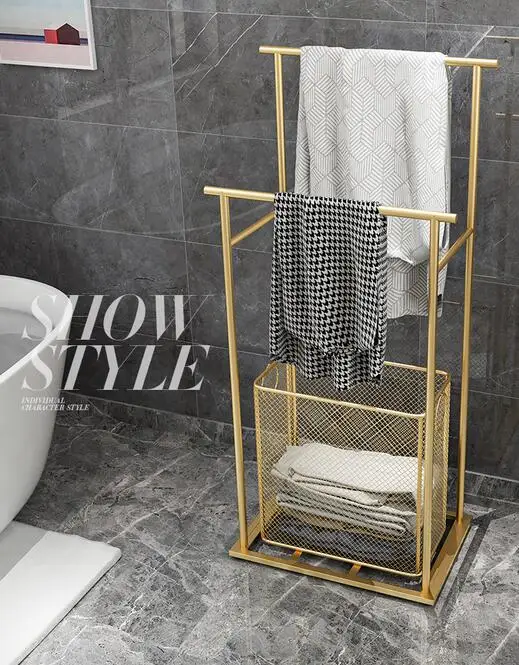 Toilet shelf floor towel towel rack hole free bathroom bathtub edge dirty clothes basket