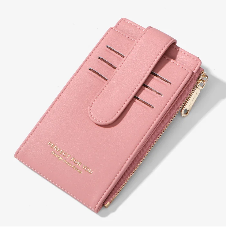 Розовый LILY QUEEN RFID модный держатель для кредитных карт анти-дегаузсинг Противоугонный кошелек pu кожаный деловой кошелек - Цвет: Розовый