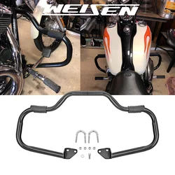 Barre de moustache pour harley davidson Dyna CVO Fat Bob/Super Glide/Low Rider, 1 1/4 pouces, garde moteur, autoroute, acier noir brillant 