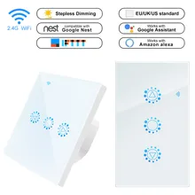 Wifi умный дистанционный сенсорный экран сенсорный переключатель светодиодный диммер настенный сенсорный Диммируемый стеклянный модуль панели управления стандарт ЕС/Великобритании/США